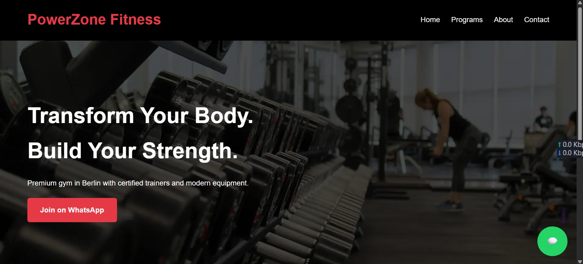 Gym Website desktop screenshot