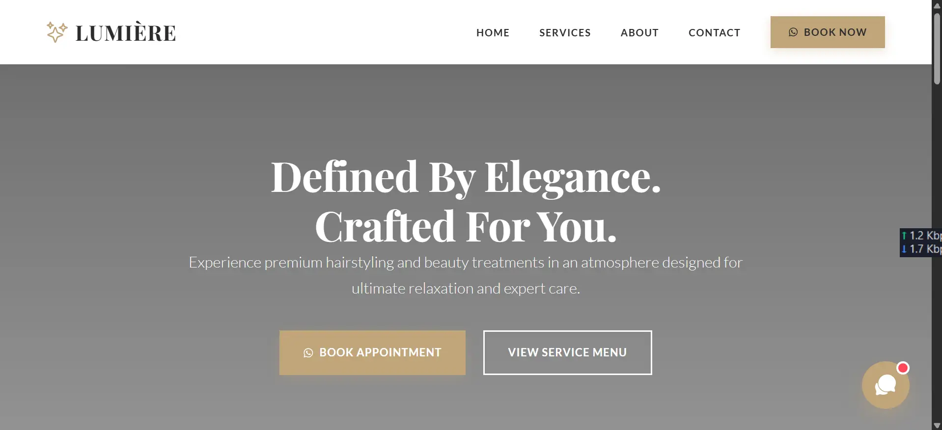 Salon Website desktop screenshot